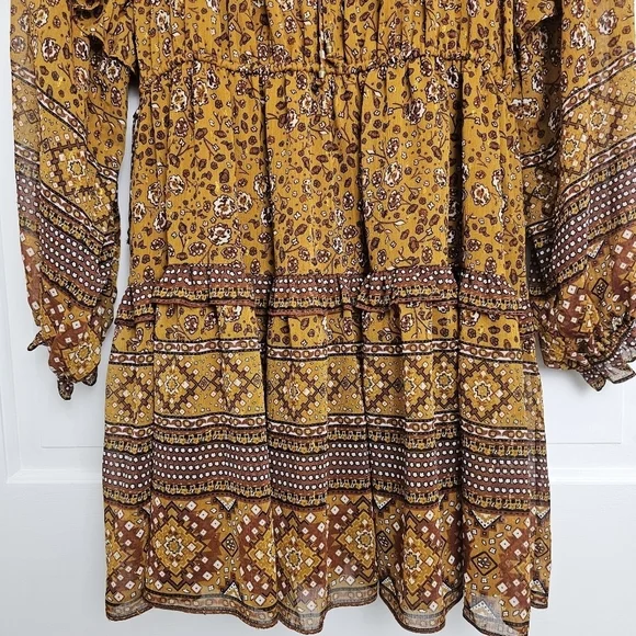 House Of Harlow 1960 Long Sleeve Tiered Ruffle Mini Dress Size M - Picture 8 of 16